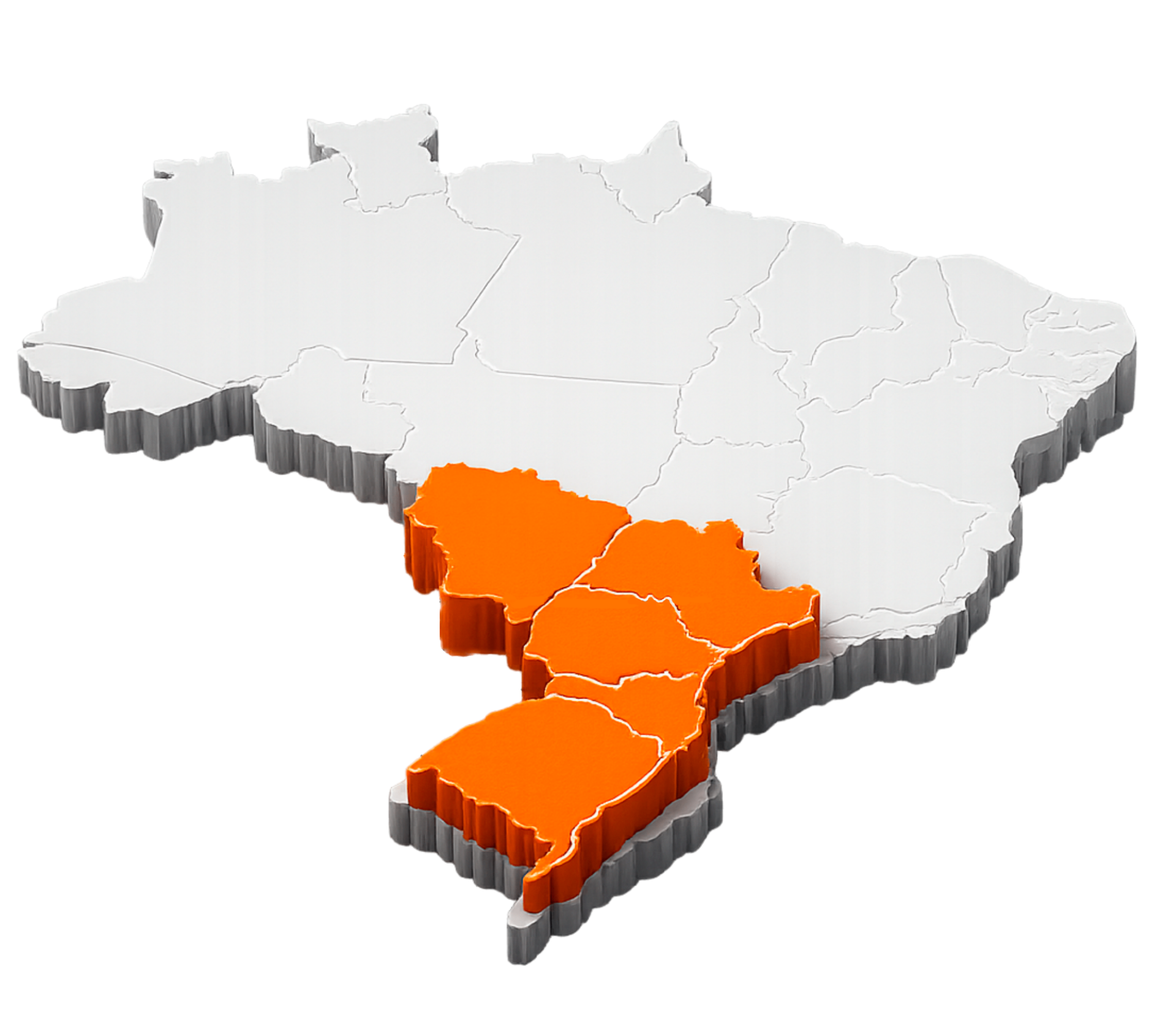 Mapa do Brasil destacando os estados de atuação da Civil Obras